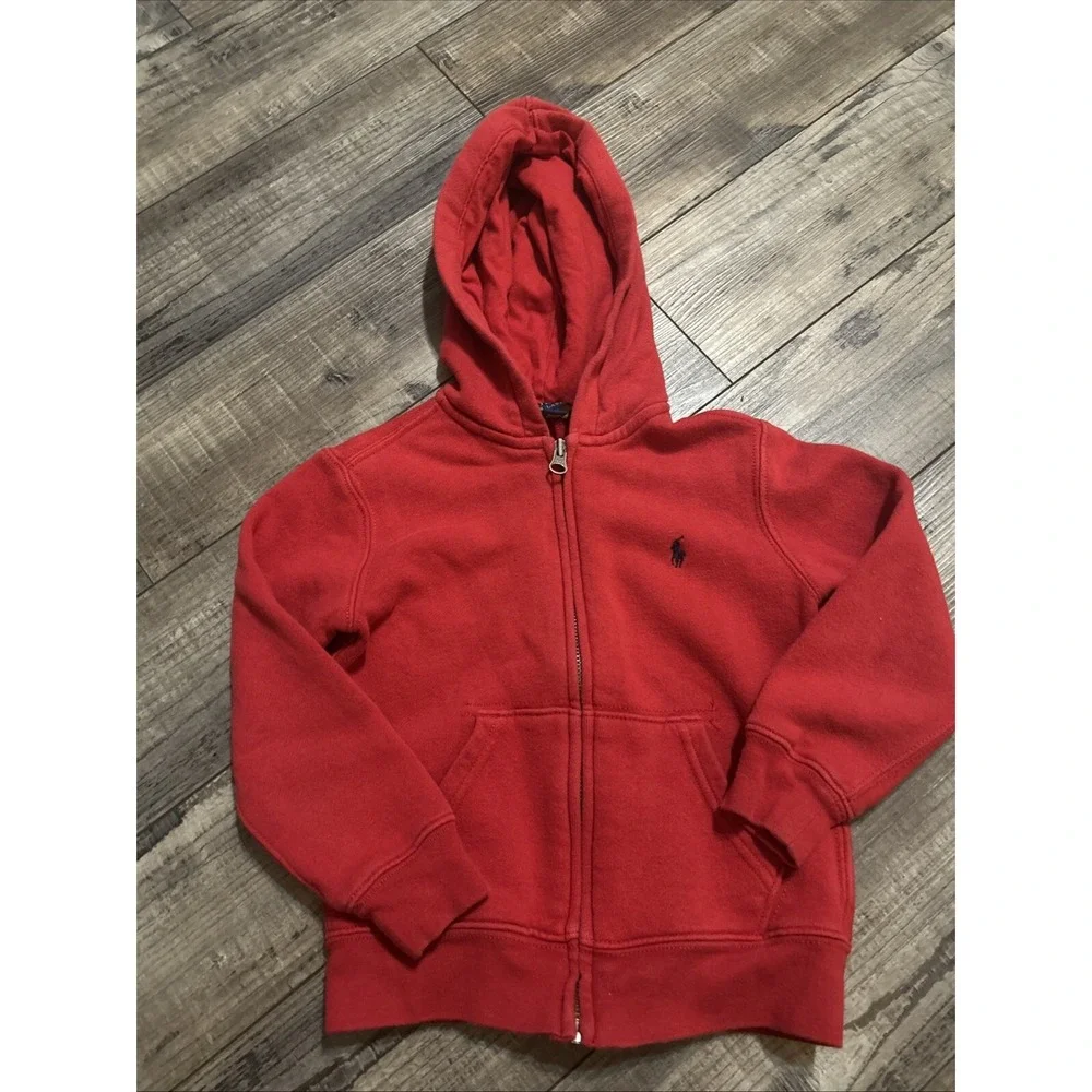 Boys Polo Ralph Lauren Size 4 Red Hoodie Zipped‎ Sweatshirt